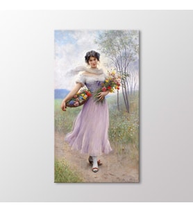 Arty Tablo Madchen in Fliederfarbenem Kleid Tablo (Karışık)