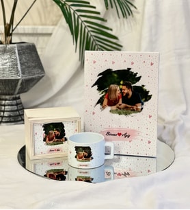 Kişiye Özel Aşk Tasarımlı Kutulu Kupa Ve Sert Kapaklı Defter Set