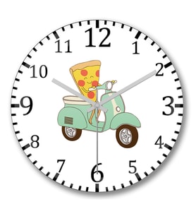 Pizza Teslimi Duvar Saati Bombeli Gercek Cam