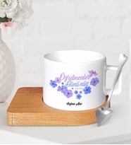 BK Gift Kişiye Özel Öğretmenler Gününüz Kutlu Olsun Ahşap Altlıklı Seramik Fincan-3 (Beyaz)