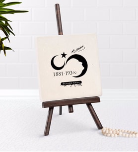 BK Gift Kişiye Özel Atatürk Temalı Şovaleli Doğal Taş-5 (Beyaz)