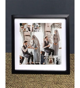 Kişiye Özel Kolaj Çalışmalı Fotoğraflı Kare Çerçeve (Siyah)