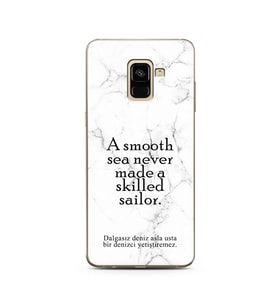 Samsung A8 Plus Beyaz Mermer Söz Tasarımlı Telefon Kılıfı