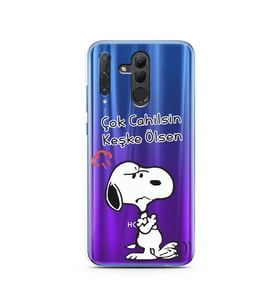 Snoopy Tasarımlı Süper Şeffaf Silikon Telefon Kılıfı Huawei Honor 20 Lite 