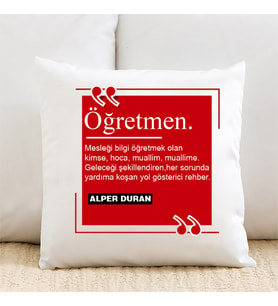 Öğretmen Anlamlı İsimli Yastık (Beyaz)