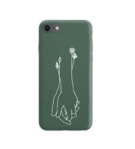 Iphone 8 Çizgi Tasarımlı Koyu Yeşil Lansman Telefon Kılıfı