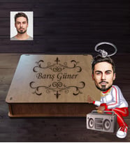 Kişiye Özel Rapçi Karikatürlü  Ahşap Anahtarlık Kutulu Bay-4