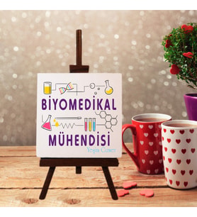 Kişiye Özel Biyomedikal Mühendisi Tasarımlı Şövale Ayaklı Dekoratif Doğal Taş (Krem)