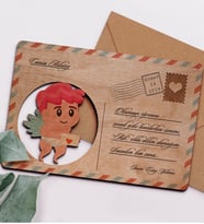 BK Gift Kişiye Özel Sevgililer Günü Temalı Retro Ahşap Tebrik Kartı  3