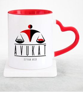 BK Gift Kişiye Özel Mesleki Avukat Kırmızı Kalpli Kupa Bardak  8