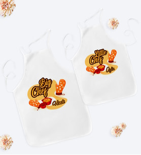 BK Gift Kişiye Özel İkili Anne Kız Mutfak Önlüğü Seti - 4 (Beyaz)
