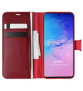Microsonic Samsung Galaxy S10 Lite Kılıf Delux Leather Wallet Kırmızı