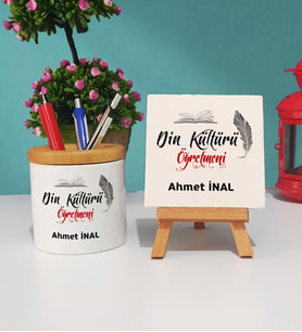 Din Kültürü Öğretmeni Kalemlik ve Dekoratif Taş Baskı Seti