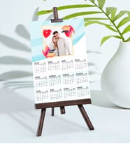 BK Gift Kişiye Özel 15x21 cm Fotoğraf Kartlı Şövaleli 2024 Takvim -5 (Beyaz)