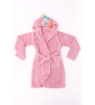 %100 Pamuklu Unicornlu Çocuk Bornozu (Pembe)