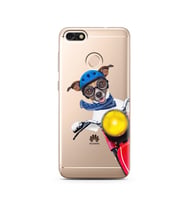 Motorcu Köpek Tasarımlı Süper Şeffaf Silikon Telefon Kılıfı Huawei P9 Lite (2017