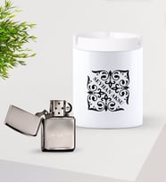 BK Gift Kişiye Özel İsimli Silver Benzinli Metal Çakmak ve Seramik Kül Tablası Seti-10 (Model 1)