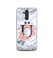 Mermer Çiçekli Harf Tasarım Süper Şeffaf Silikon Telefon Kılıfı Huawei Mate 20 L