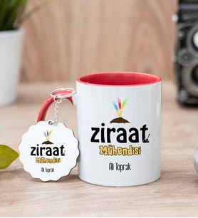 Ziraat Mühendisi Kırmızı Kupa Bardak Ve Anahtarlık Set