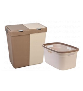 Motek 80 Litre Kirli Çamaşır Sepeti Çamaşır Selesi 2'li Set Kahve