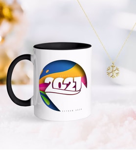 BK Gift Kişiye Özel 2024 Mutlu Yıllar Siyah Kupa ve Kar Tanesi Kolye-10 (Model 1)