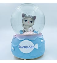 Büyük Boy Otomatik Kar Püskürtmeli 5 Çeşit Işıklı Lucky Cat Pilli Kar Küresi