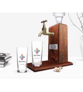 BK Gift Kişiye Özel Renkli Baskılı Batman Tasarımlı Turistik İkili Rakı Bardağı ve Ahşap Rakı Standı Hediye Seti-1 (Beyaz)