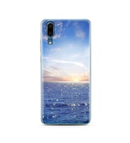 Gün Batımı Tasarımlı Süper Şeffaf Silikon Telefon Kılıfı Huawei P20   