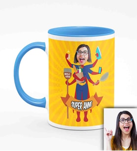 BK Gift Kişiye Özel Anneler Günü Temalı Karikatürlü Mavi Kupa Bardak M2