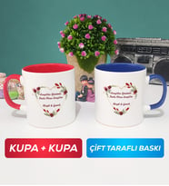 İkili Sevgiliye Sevgililer Günü Hediyesi 13 Kupa Bardak Kırmızı Lacivert