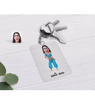 BK Gift Kişiye Özel Oryantal Karikatürlü Şeffaf Pleksi Anahtarlık-1 (Beyaz)