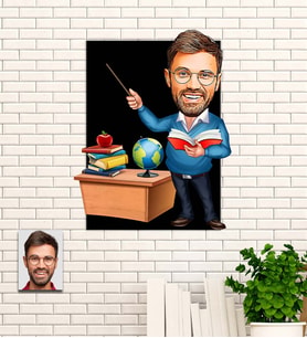 Kişiye Özel Öğretmenler Günü Hediyesi Karikatür Ahşap Tablo