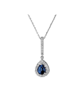 Sirius Pırlanta ve Damla Safir Taşlı Sallantılı Kolye 0717P0003