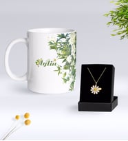 BK Gift Kişiye Özel Papatya Temalı Kupa Ve Papatya Kolye Hediye Seti-5 (Model 1)