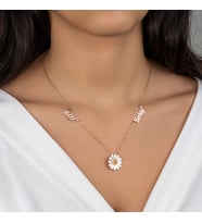 Else Silver 2 İsimli Gümüş Papatya Kolye