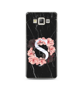 Mermer Çiçekli Harf Tasarım Süper Şeffaf Silikon Telefon Kılıfı Samsung A7 (2015