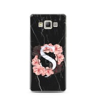 Mermer Çiçekli Harf Tasarım Süper Şeffaf Silikon Telefon Kılıfı Samsung A7 (2015