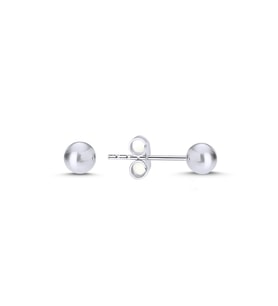 4mm Sade Top Rodyum Kaplama Bayan Küpe