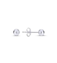 4mm Sade Top Rodyum Kaplama Bayan Küpe