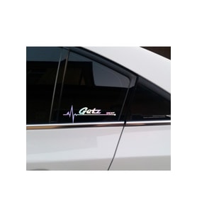 Hyundai Getz Yan Cam Sticker Oto Kapı  20 Cm X 7 Cm Holo-Chroma