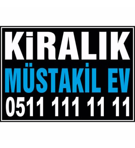 Kiralık Müstakil Ev Branda Afişi (Siyah Mavi Renk)