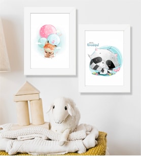 Tilki Ve Rakun Ahşap 2 Li 15,5X20,5 Cm Tasarım Çerçeve Seti