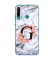 Mermer Çiçekli Harf Tasarım Süper Şeffaf Silikon Telefon Kılıfı Huawei P40 Lite 