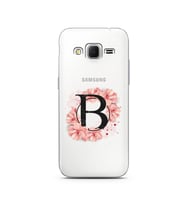 Pembe Çiçekli Harf Tasarım Süper Şeffaf Silikon Telefon Kılıfı Samsung Core Prim