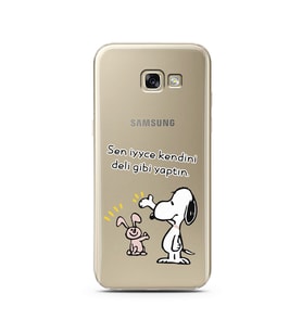 Snoopy Tasarımlı Süper Şeffaf Silikon Telefon Kılıfı Samsung A5 (2017)