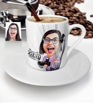 BK Gift Kişiye Özel Bayan Fotoğraf Sanatçısı Karikatür Türk Kahvesi Fincanı  1