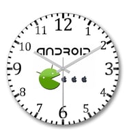 Android Pac-Man Duvar Saati Bombeli Gercek Cam