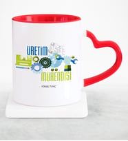 BK Gift Kişiye Özel Mesleki Üretim Mühendisi Kırmızı Kalpli Kupa Bardak  1