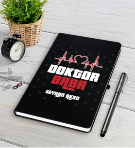 BK Gift Kişiye Özel Doktor Baba Siyah Defter Kalem Seti-2