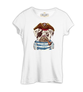 Köpek - Korsan Beyaz Kadın Tshirt